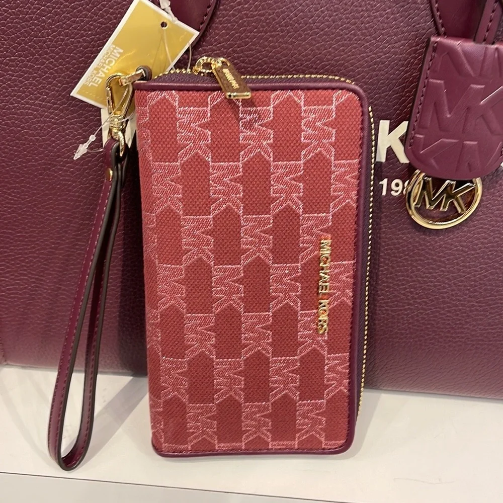 Michael Kors Jet Set Travel Large Phone Case Wristlet Wallet MK Mulberry Multi - Picture 5 of 16